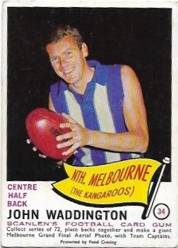 1966 VFL Scanlens (34) John Waddington North Melbourne *