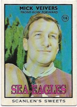 1968 B Scanlens Rugby League (14) Mick Veivers Sea Eagles