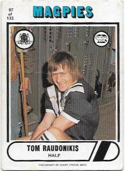 1976 Scanlens Rugby League 87 Tom Raudonikis Magpies Apt Collectables