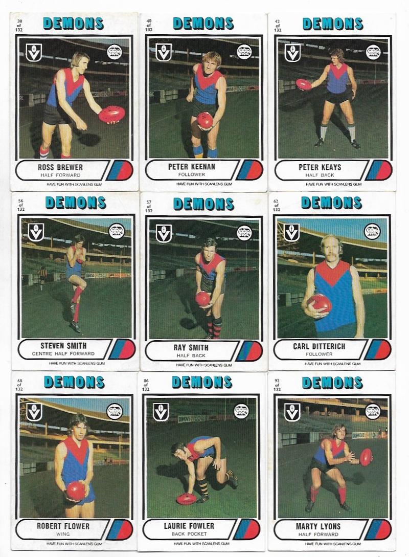 1976 VFL Scanlens Melbourne Team Set (11 Cards) #