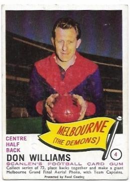 1966 VFL Scanlens (4) Don Williams Melbourne *