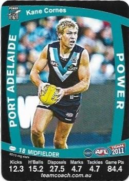 2011 Teamcoach Prize Card Port Adelaide Kane Cornes (Error)