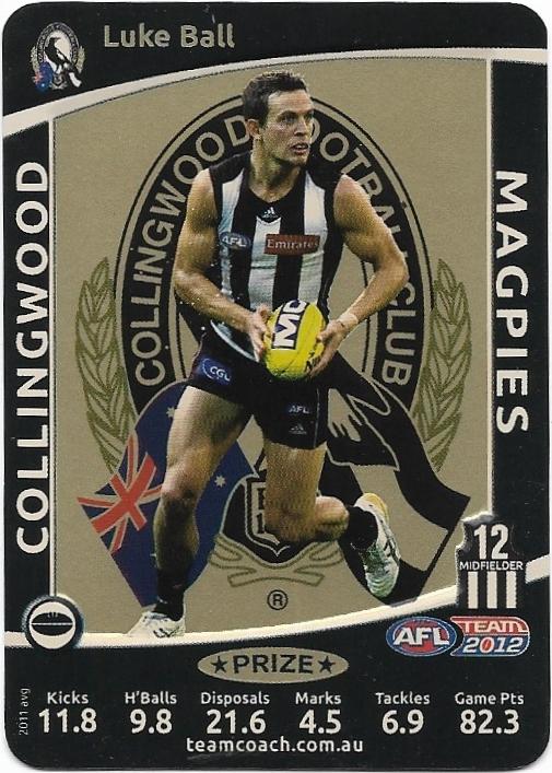 2012 Teamcoach Prize Card – Collingwood – Luke Ball