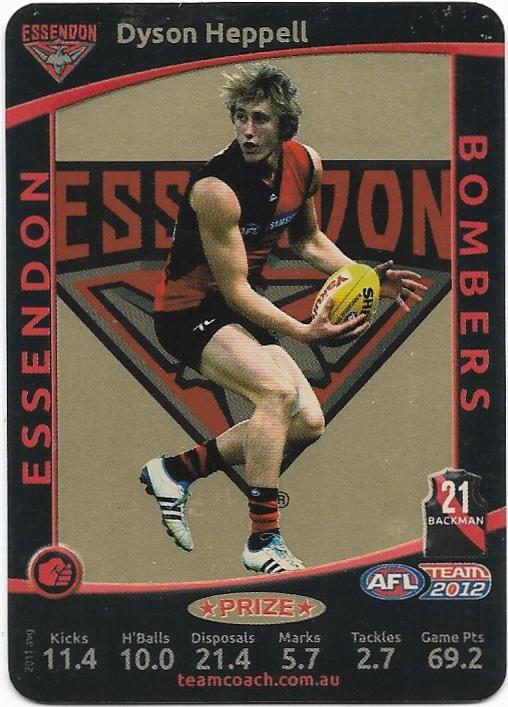 2012 Teamcoach Prize Card – Essendon – Dyson Heppell