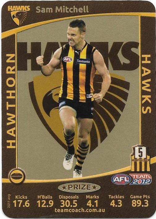 2012 Teamcoach Prize Card – Hawthorn – Sam Mitchell