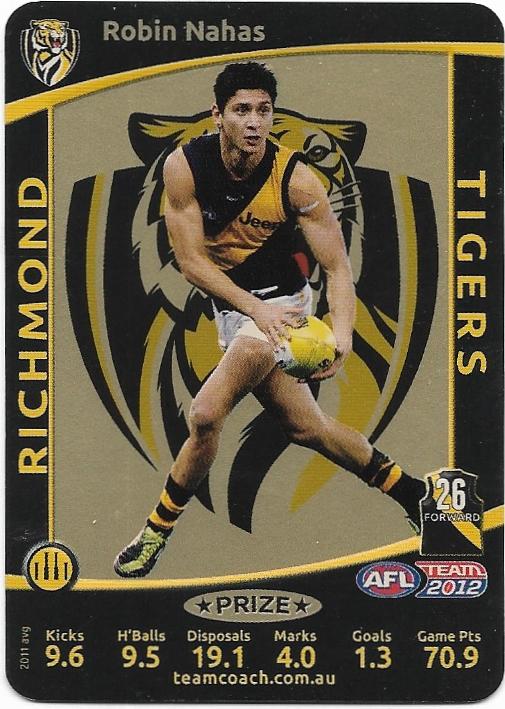 2012 Teamcoach Prize Card – Richmond – Robin Nahas