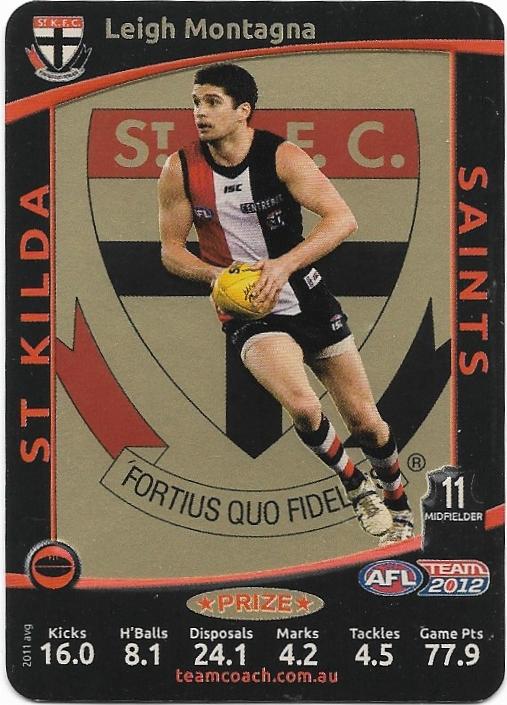 2012 Teamcoach Prize Card – St. Kilda – Leigh Montagna