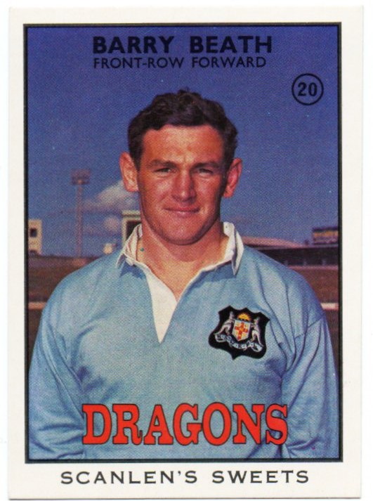 1968 B Scanlens Rugby League (20) Barry Beath Dragons