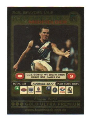 2001 Teamcoach Gold (245) Btayden Lyle Port Adelaide