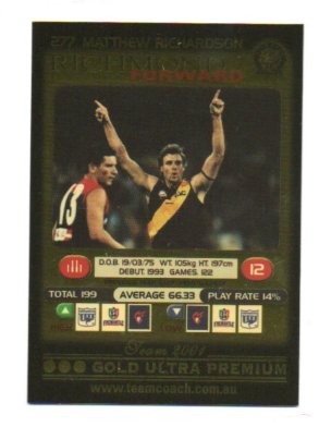 2001 Teamcoach Gold (277) Matthew Richardson Richmond