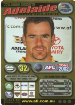 2002 Teamcoach Gold (225) Mark Ricciuto Adelaide