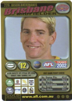 2002 Teamcoach Gold (226) Jason Akermanis Brisbane