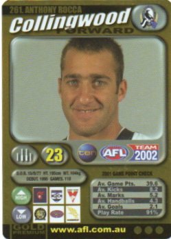 2002 Teamcoach Gold (261) Anthony Rocca Collingwood