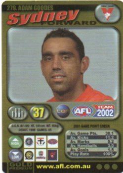 2002 Teamcoach Gold (279) Adam Goodes Sydney