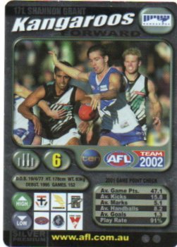 2002 Teamcoach Silver (171) Shannon Grant Kangaroos