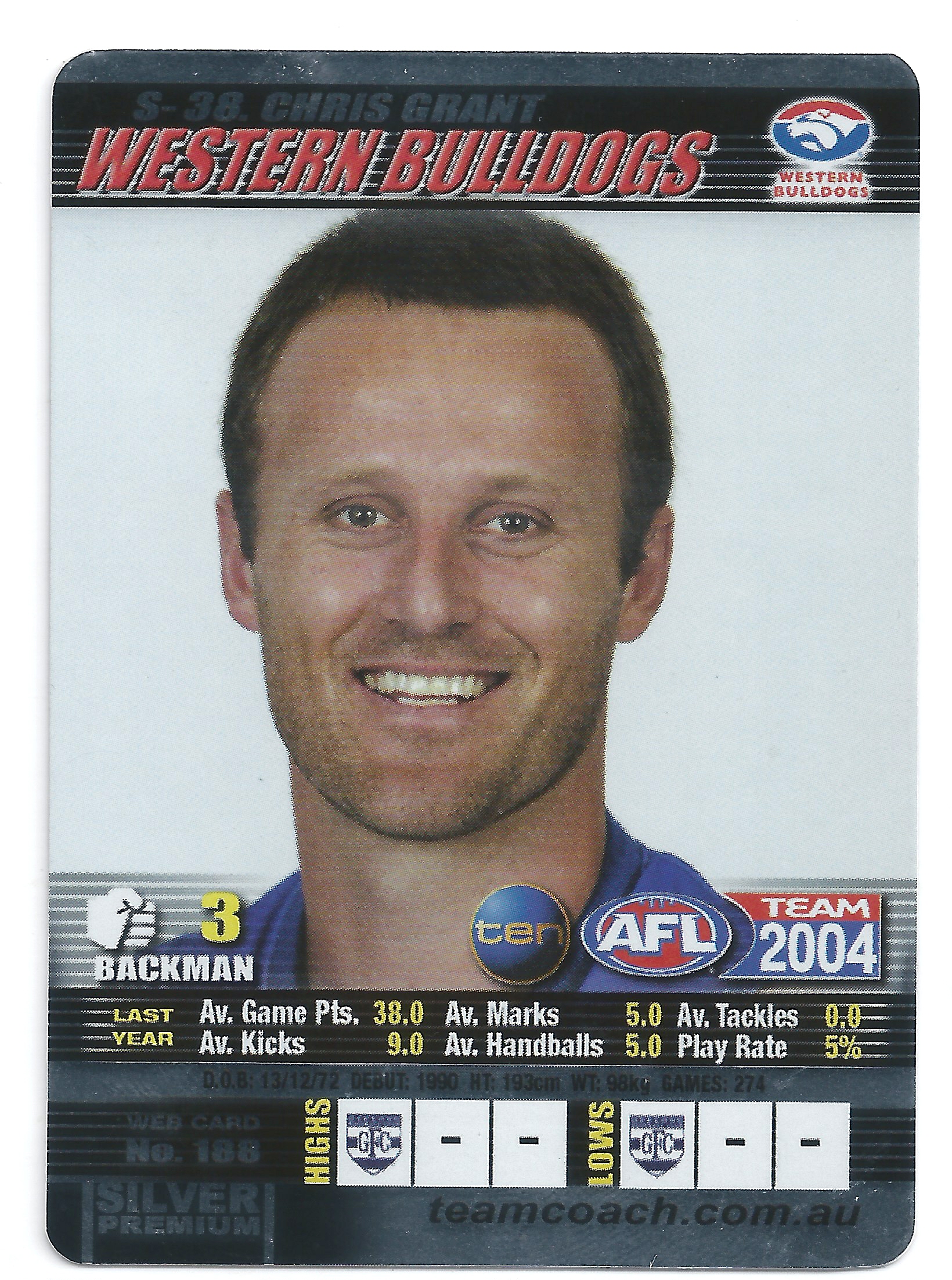 2004 Teamcoach Silver (S-38) Chris Grant Western Bulldogs