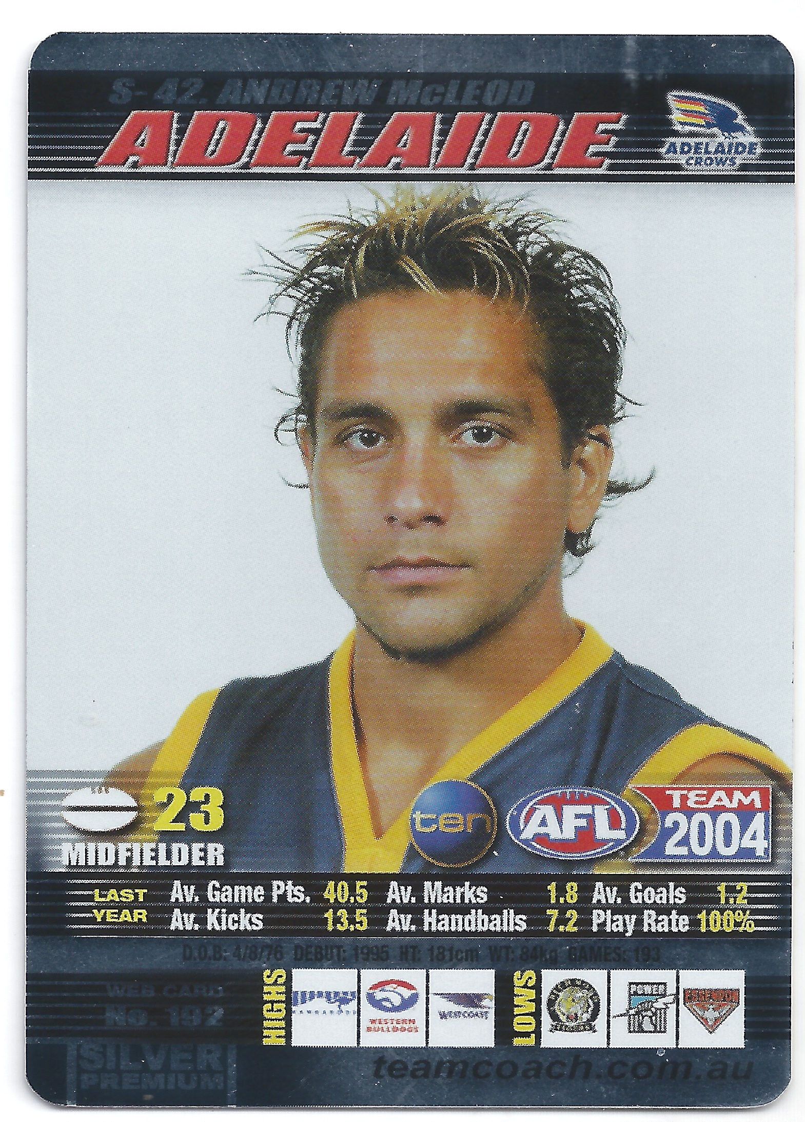 2004 Teamcoach Silver (S-42) Andrew McLeod Adelaide