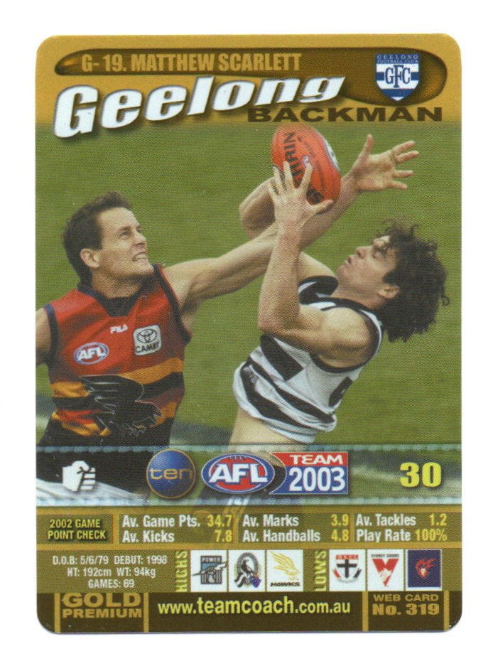 2003 Teamcoach Gold (G-19) Matthew Scarlett Geelong