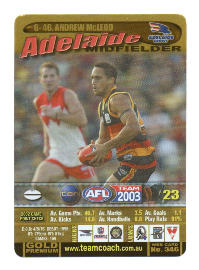 2003 Teamcoach Gold (G-46) Andrew McLeod Adelaide