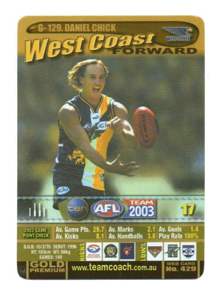 2003 Teamcoach Gold (G-129) Daniel Chick West Coast