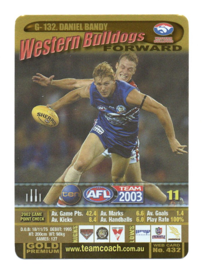 2003 Teamcoach Gold (G-132) Daniel Bandy Western Bulldogs